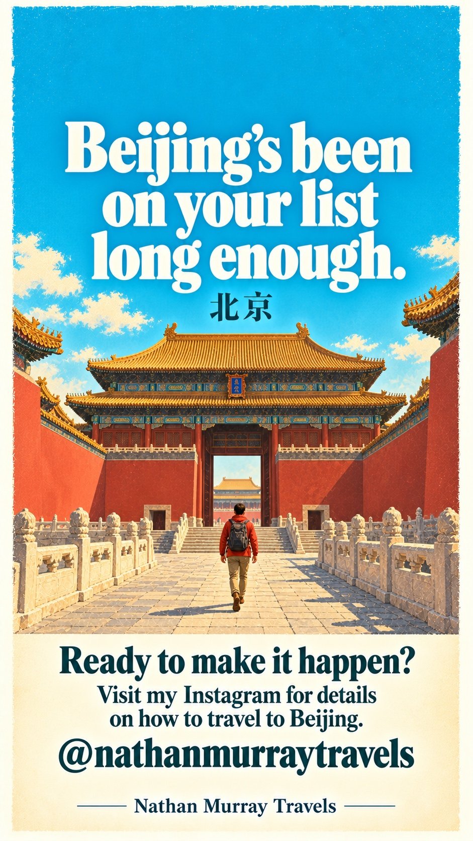 Beijing — the original campaign invitation and Instagram handle