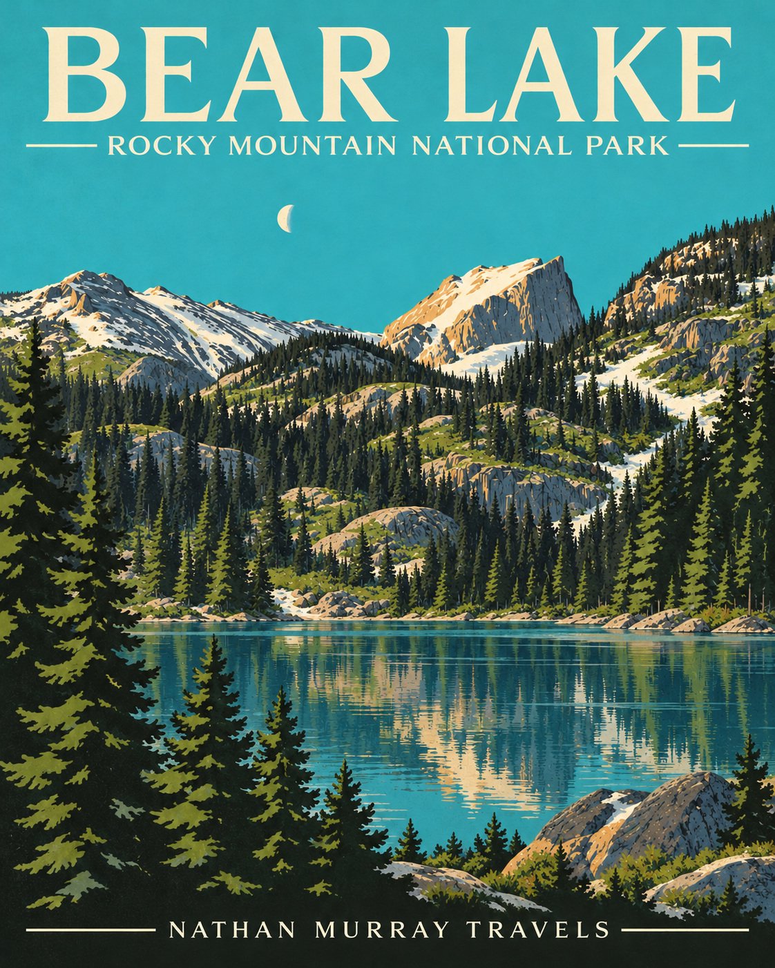 Bear Lake — open water beneath snowy peaks