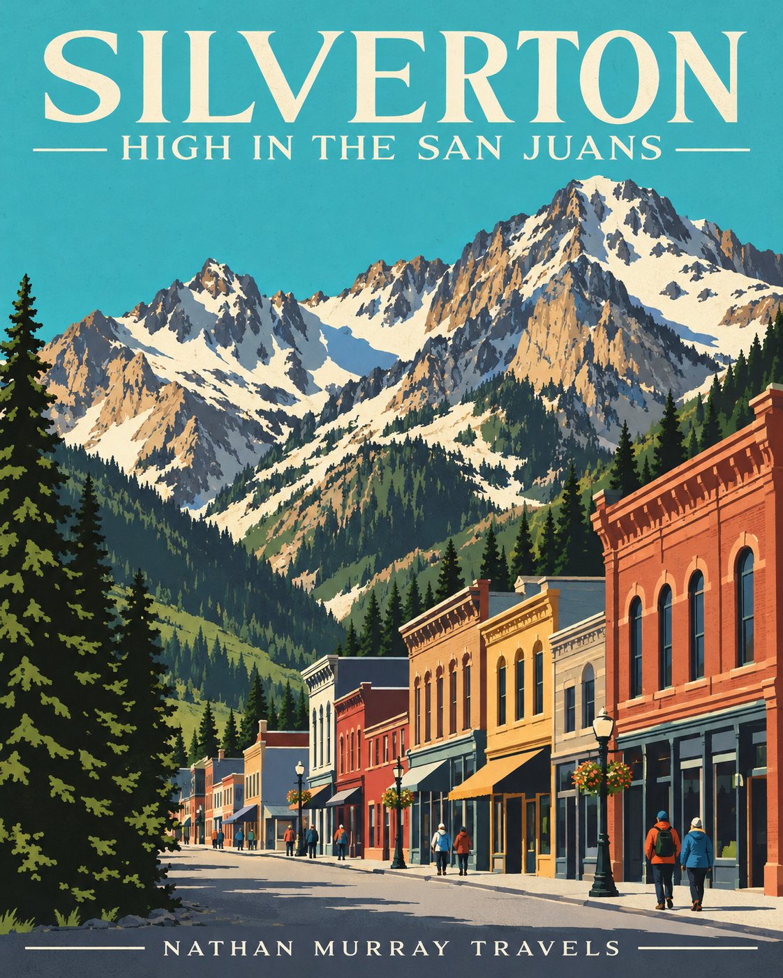 Silverton — snowcapped mountains above town