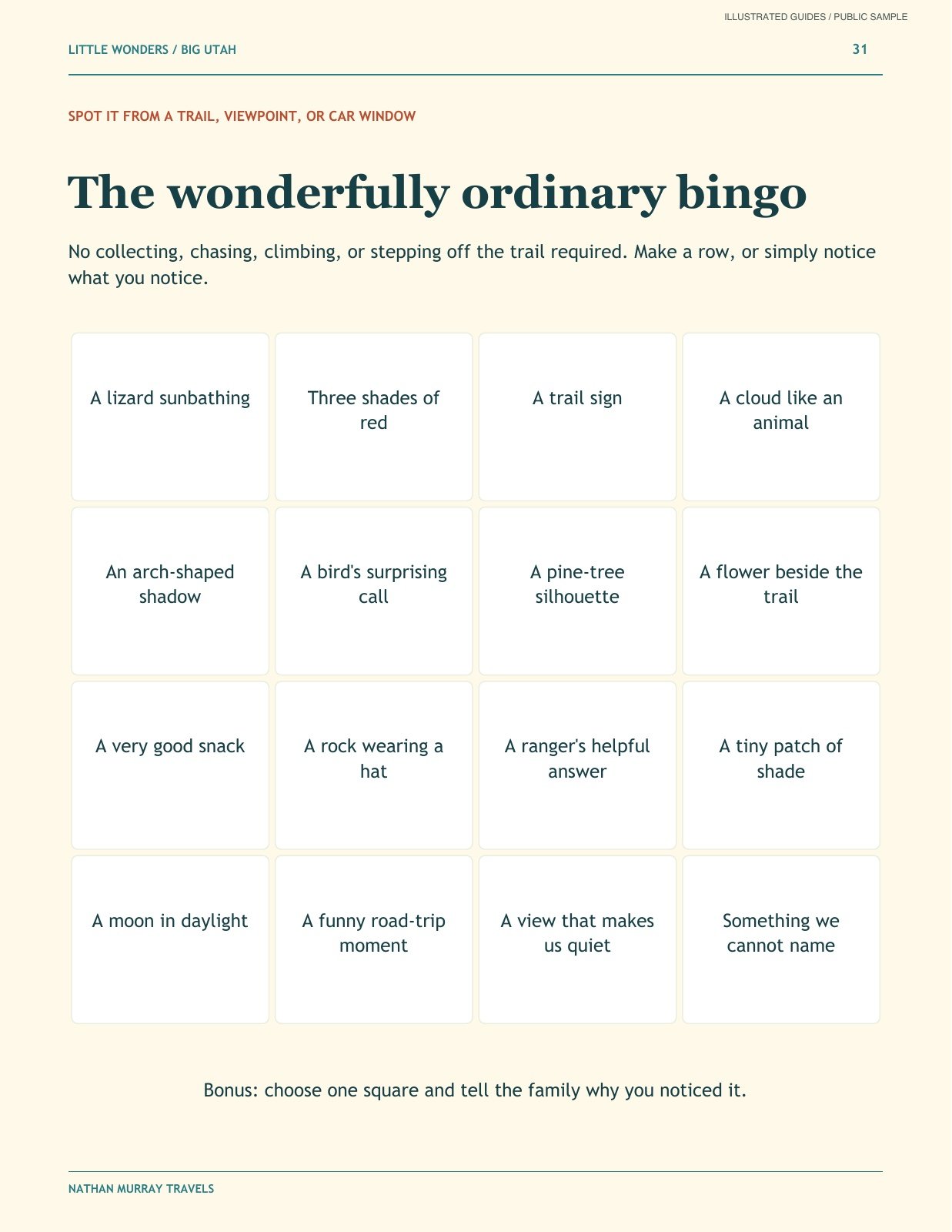 Observation bingo for the road